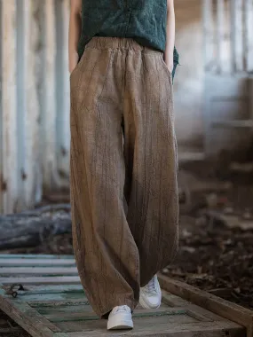 Women Summer Retro Tie-dye Pocket Loose Lantern Pants