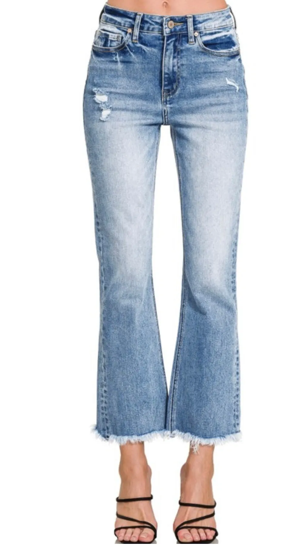 Zenana High Rise Raw Hem Denim Jeans