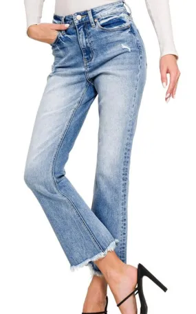 Zenana High Rise Raw Hem Denim Jeans