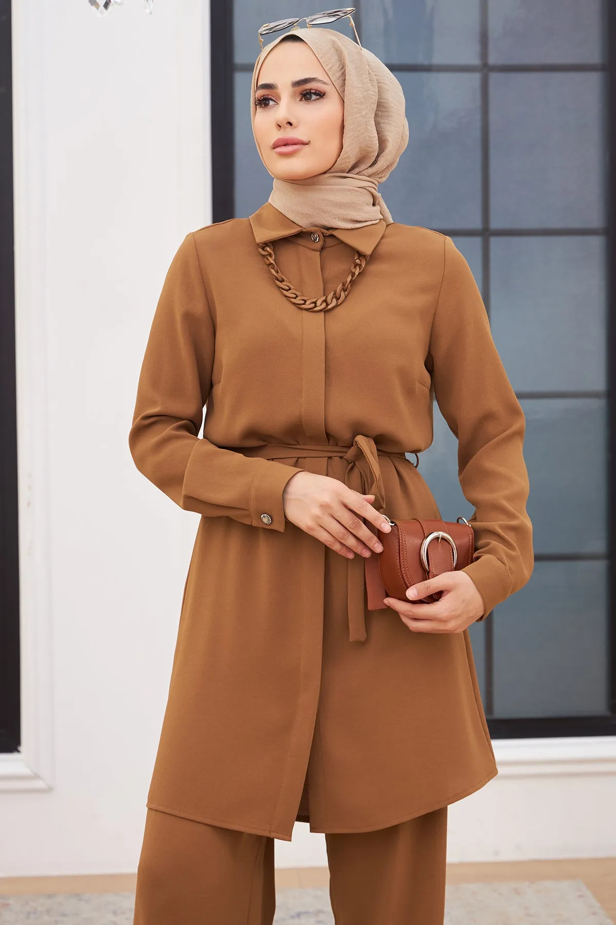 ZRF Women Chain Necklace Set - Camel - Hickory